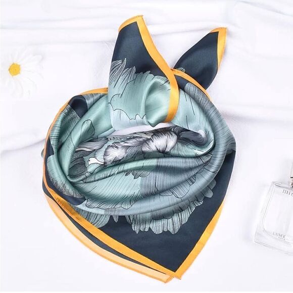 Calm Blue Silk Scarf - Picture 3 of 4